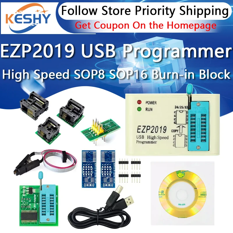 Фото USB Высокоскоростной программатор EZP2019 24/25/93 EZP2010 2013 SOP8 SOP16 сгорающий блок EZP20 №1