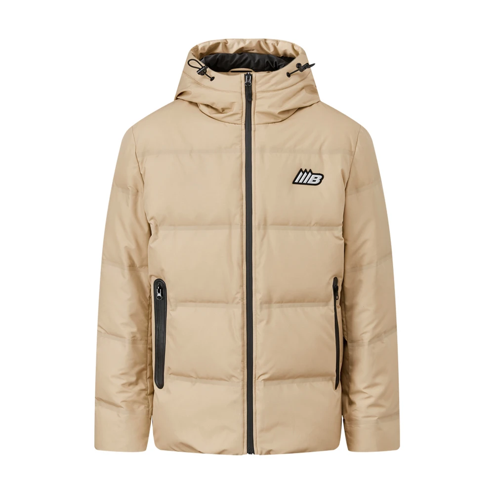 Metersbonwe Men's Solid Color Down Jacket  Winter Warm 90% Gray Hooded Duck Down Waterproof Zipper Short Man Simple Down Coat