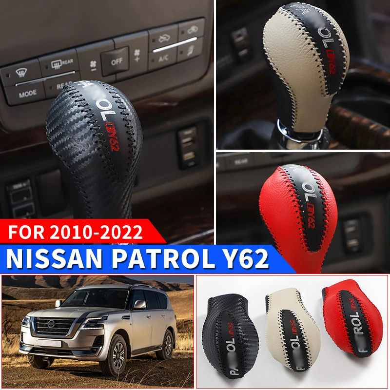 

For 2010-2022 Nissan Patrol Y62 Interior Decoration Modification Accessories 2018 2017 2016 2015 Hand-Stitched Gear Leather Case
