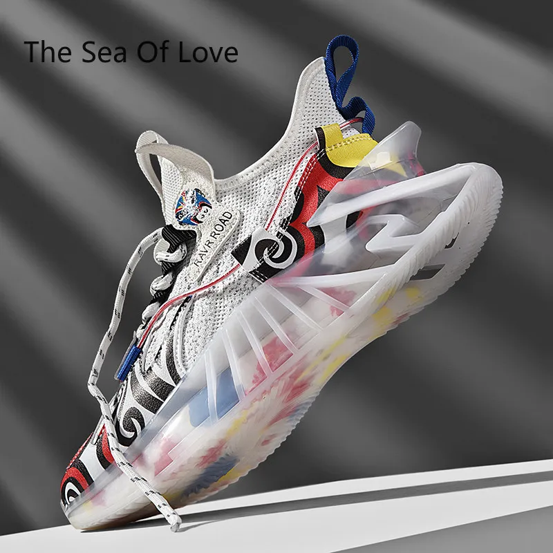 Кроссовки мужские беговые дышащие спортивные туфли с клинком граффити Уличная