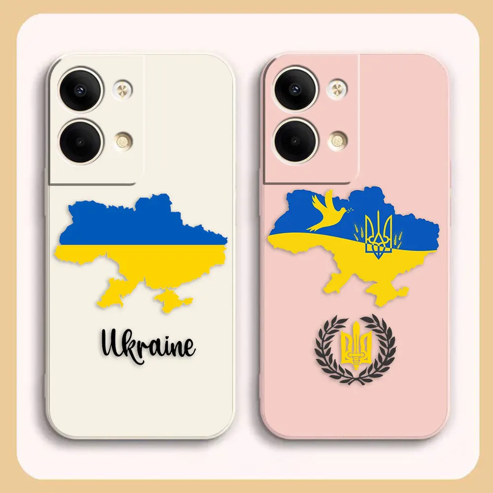 

Case For OPPO RENO 8 7 9 6 7SE 5 4 4SE 4 3 4G 5G PRO PLUS Colour Simple Liquid Silicone Case Flag Of Ukraine Insignia