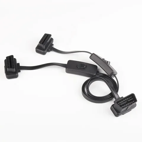 60 СМ Длинный OBD2 16-контактный с удлинительным кабелем переключателя Плоский провод Один в два Адаптер Автоматический 1 штекер на 2 гнезда OBD 16-контактный разъем