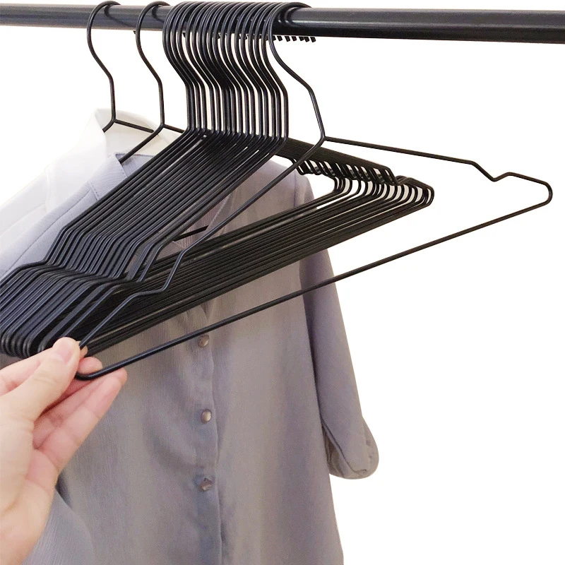 

10pcs Metal Clothes Hangers Heavy Duty Strong Space Saving Suit Hangers Non-slip Clothes Drying Rack For Closet Clothing Shirt
