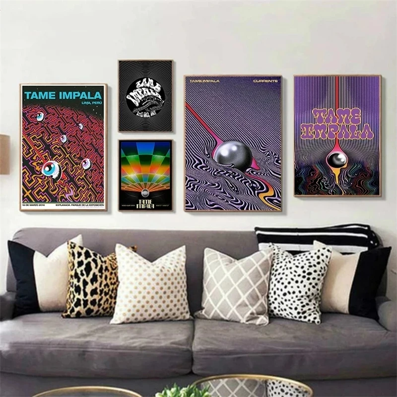 

Tame Impala Psychedelic Poster Canvas ArtPrints Decor Painting Rock Music Band Tour Art Canvas Wall Living Room Home Decor