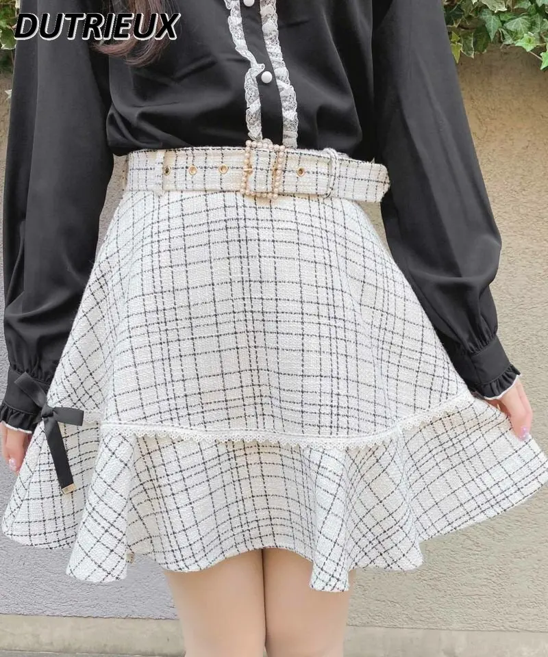 

Japanese Style Lolita Plaid Skirt Girl Cute Cartoon Anime Mass Production Mine Ruffled Pleated Skirt 2023 Spring New Mini Faldas