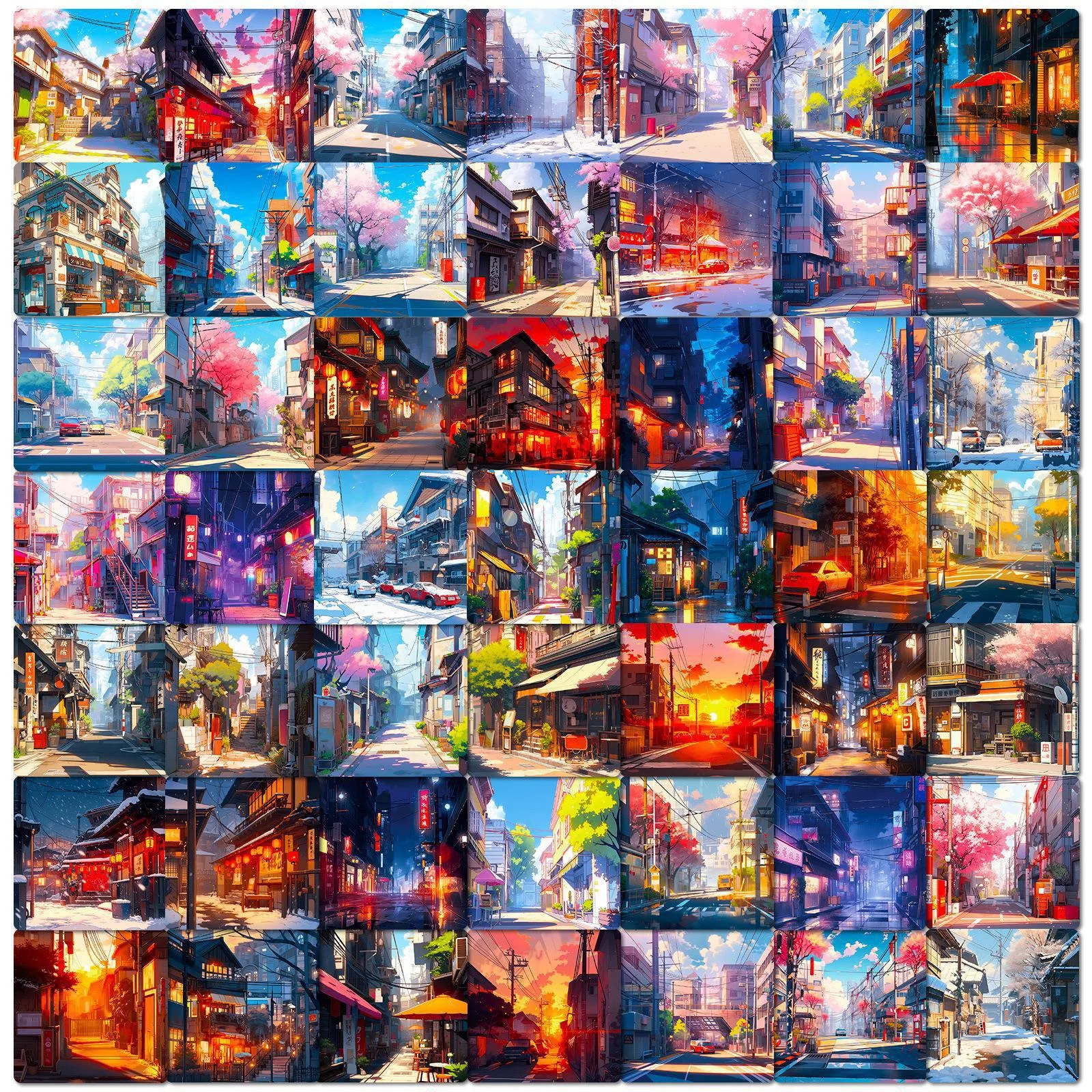 10/50 шт. милые аниме уличные наклейки с пейзажем эстетические сделай сам ноутбук