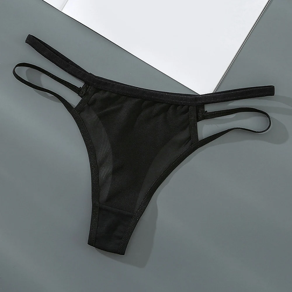

Thin Mesh Sexy Thongs Transparent Women's Underwear Cotton Crotch Hollow Traceless Panties Low Waist Seamless Breathable Briefs