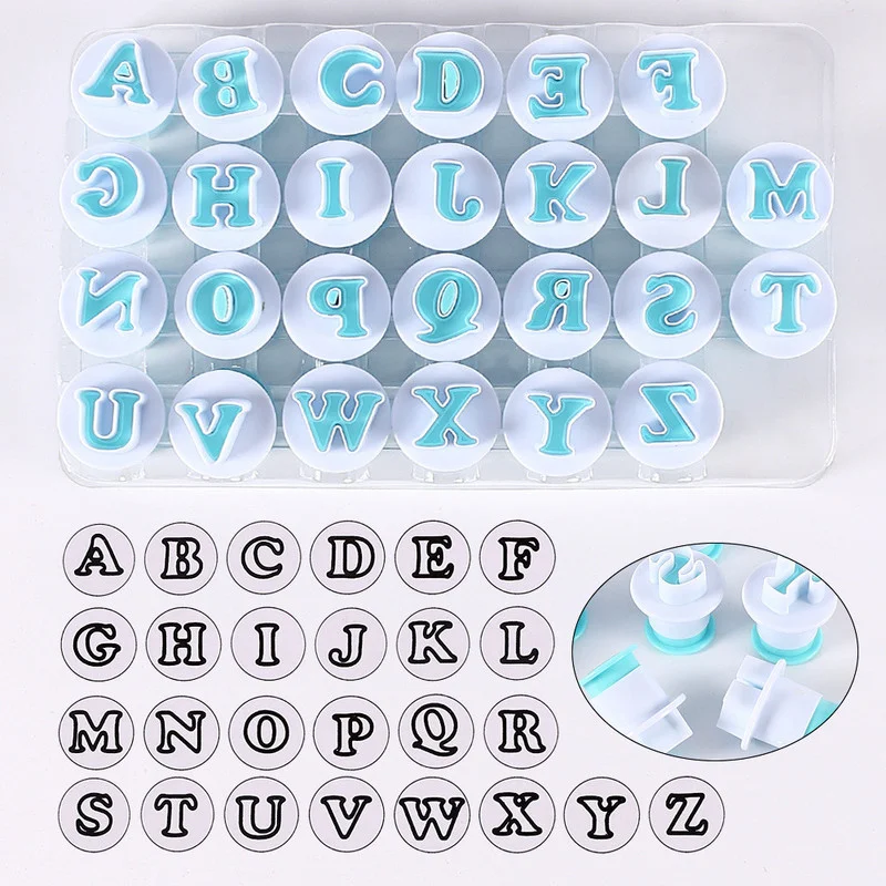 

New Alphabet Letter Number Silicone Cookie DIY Press Stamp Embosser Cutter Fondant Mould Cake Baking Molds Tools Stencil Cookies