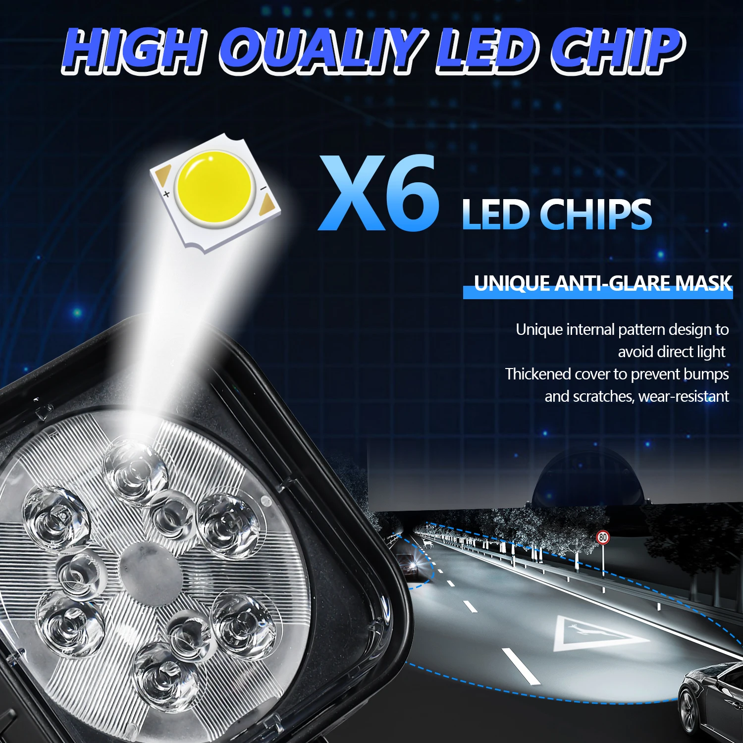 Вспомогательная спортивная лампа Светодиодная рабочая световая панель Off Road 6000K