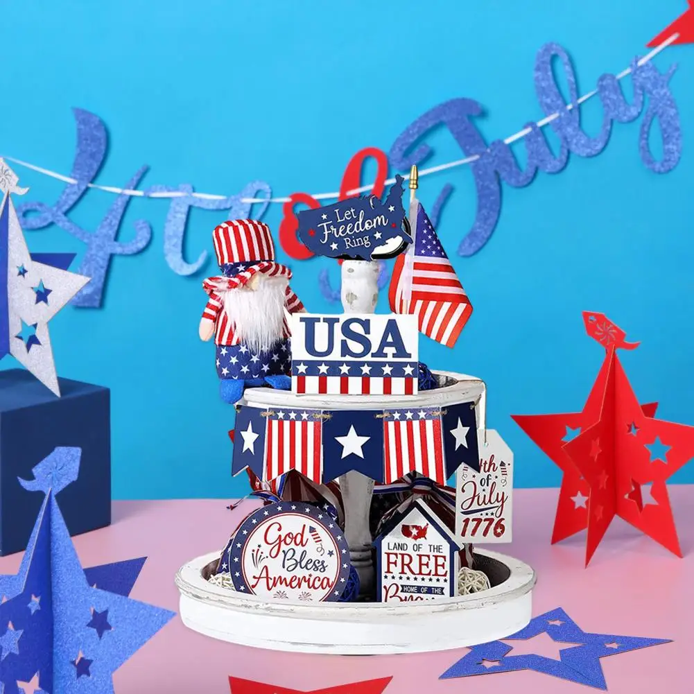 

Многоярусное украшение-поднос, 1 комплект, отличная антидеформированная плотность, настольная доска на День США, Национальный день, детские товары для дома