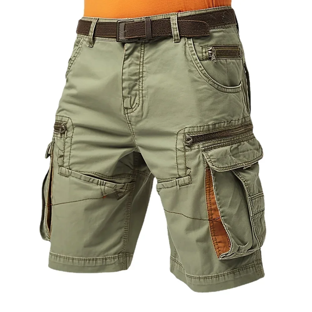 

Man Cargo Shorts Stretch Washed Vintage Have Belted and Pockets