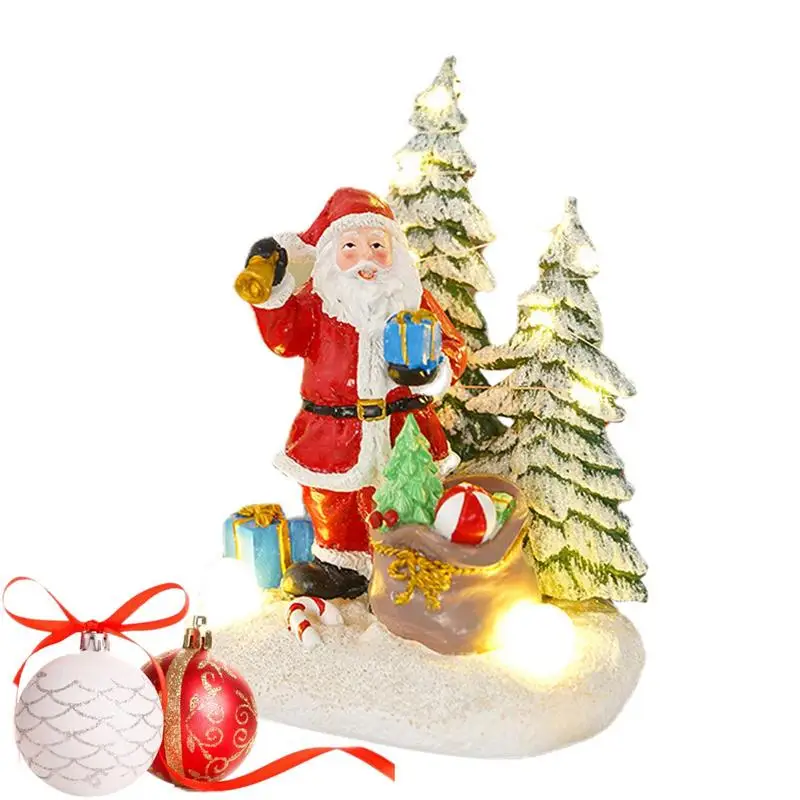 

Led Christmas Lighted Decorations Resin Christmas Tabletop Figurine With Music Christmas Ornament Tabletop Centerpiece Decor