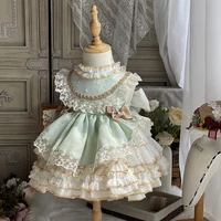 girls spanish lolita style lace peincess dresses summer fahsion kids ball gowns toddler girls birthday bow design kids clothes
