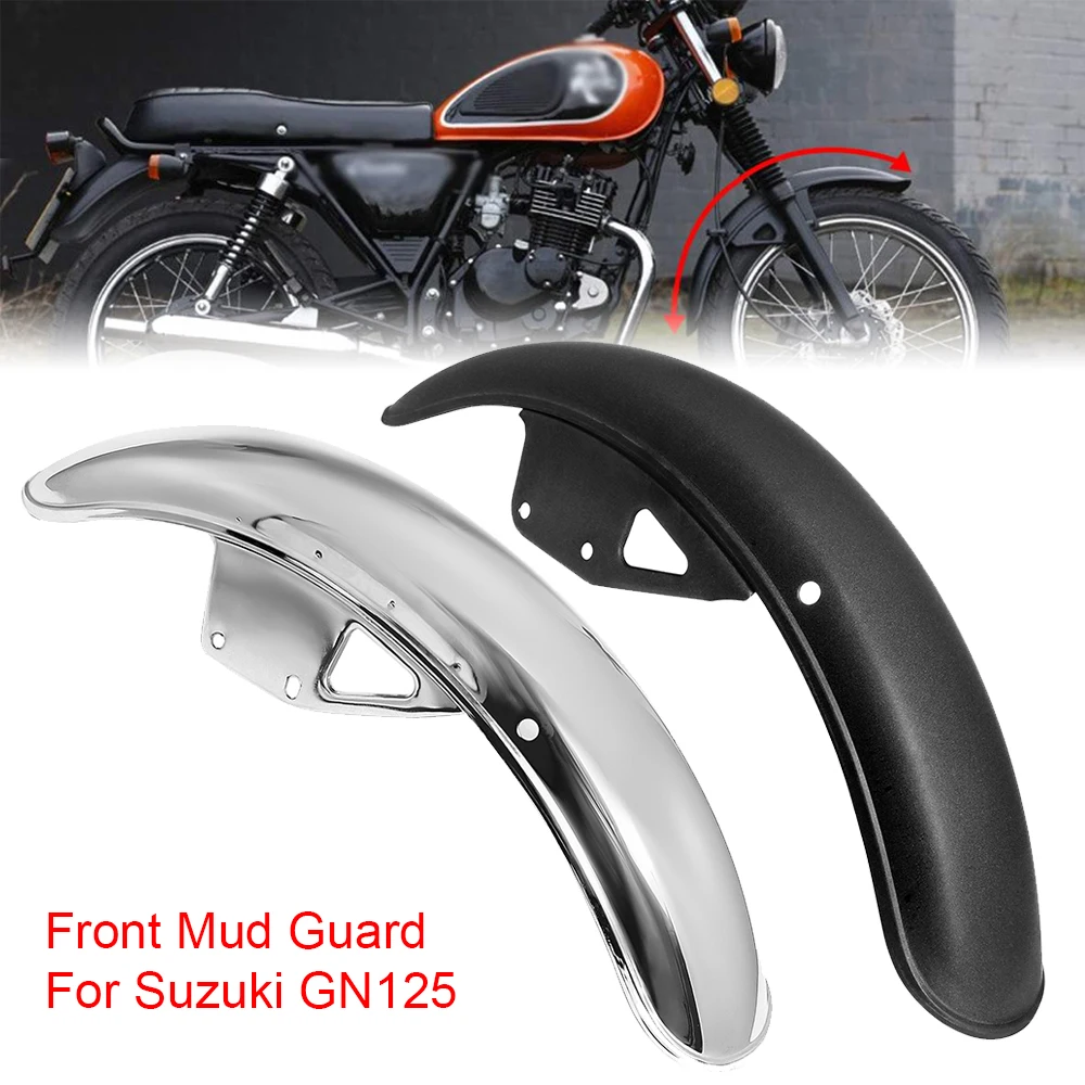 

56cm 22.05inch Motorcycle Front Fender Mud Flap Dirt Splash Fairing Guard Wheel Cover Mudguard Black/ Chrome for Suzuki GN125