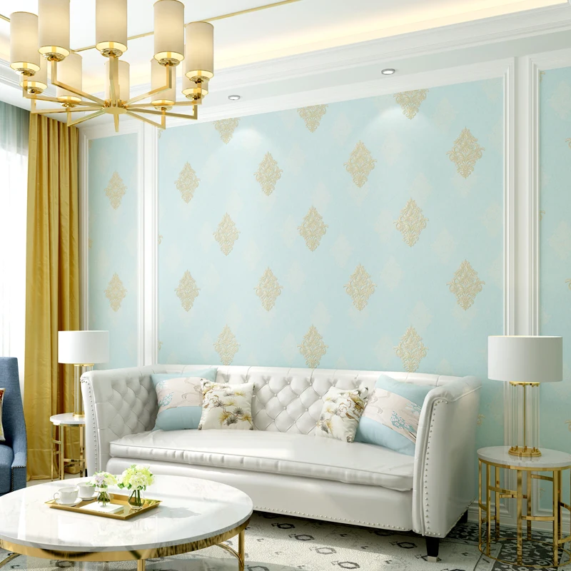 

3 d non-woven wallpaper coining Jane the Damascus gold sitting room the bedroom TV setting wall paper