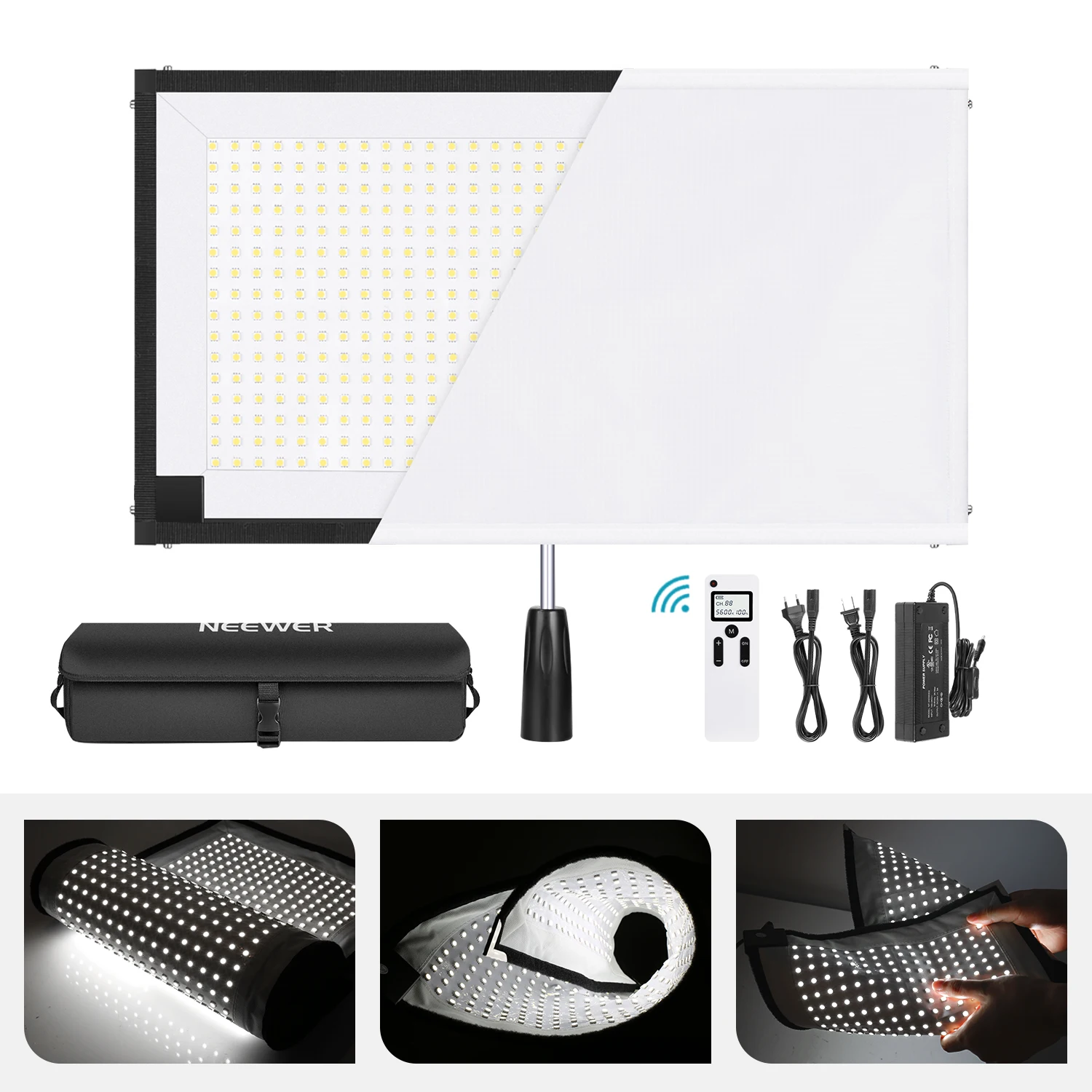 

Neewer LED Light Panel Mat 512 LED Light Panel with Handle Grip, Remote Control,Diffuser Cloth for Traveling Outdoor Photography