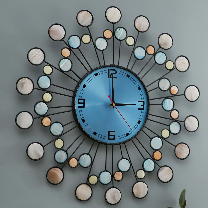 

Round Nordic Large Wall Clocks Blue 3d Industrial Hall Peacock Wall Clocks Home Decor Hands Horloge Murale Desk Decor WW50WC