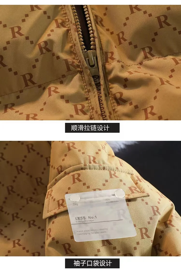 Casual Trend Mens Wear Winter Cotton Padded Jacket Loose Thermal Coat Thickened Male Coat Large Size 150kg Velvet Winter Clothes