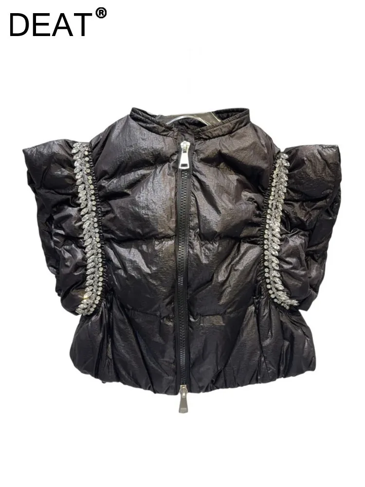 Женский жилет на хлопковой подкладке DEAT однотонный плотный молнии с вышивкой и