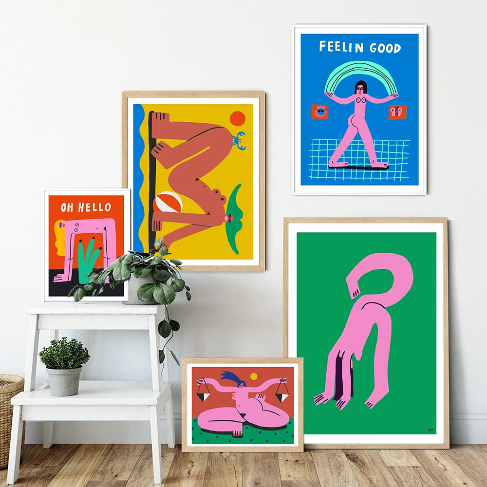 

Cartoon Cat Girl Poster Print Abstract Body Nude Lady Wall Art Picture Painting Kid Bed Room Nordic Decor Canvas Cuadros Hunter