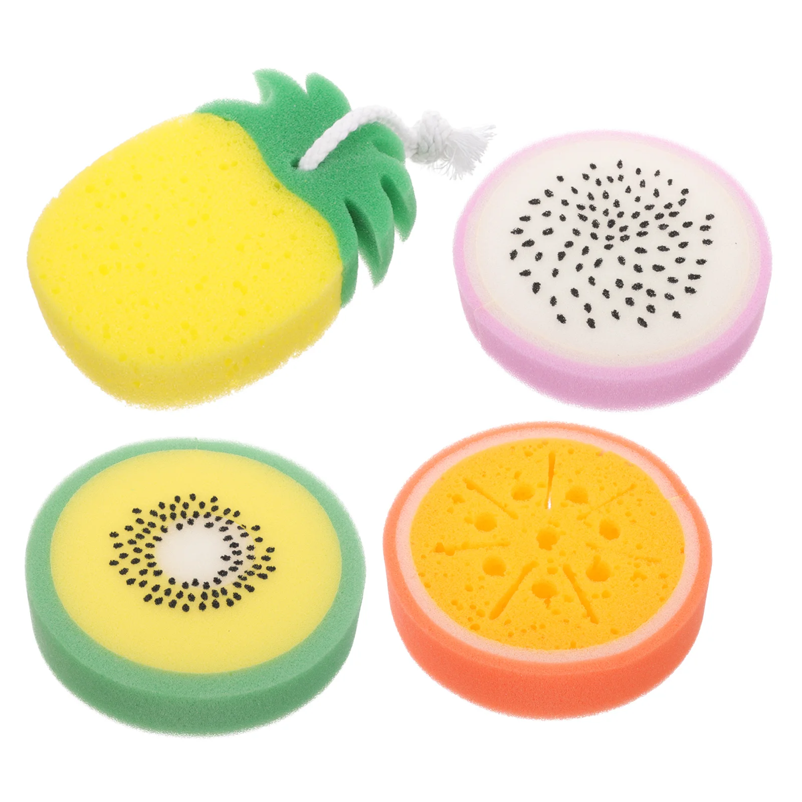 

4 Pcs Body Sponge Scrubber Wash Shower Women Bath Sponges Sea Bathing Cleaning Ball Pineapple Exfoliating