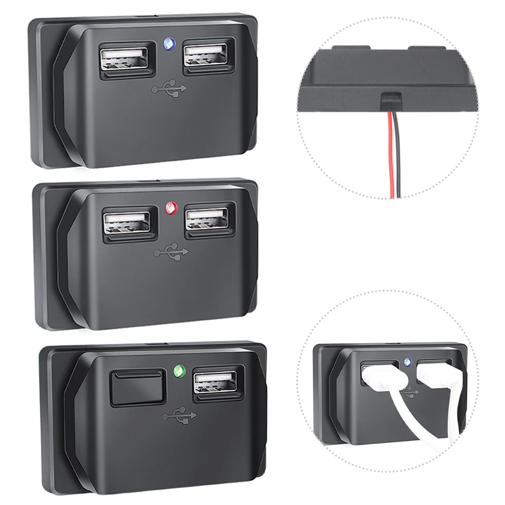 

Dual USB Car Charger Socket Outlet Socket Car Charger 3.1A Panel Flush Mount With LED Light Charger Outlet Panel Power Adapter