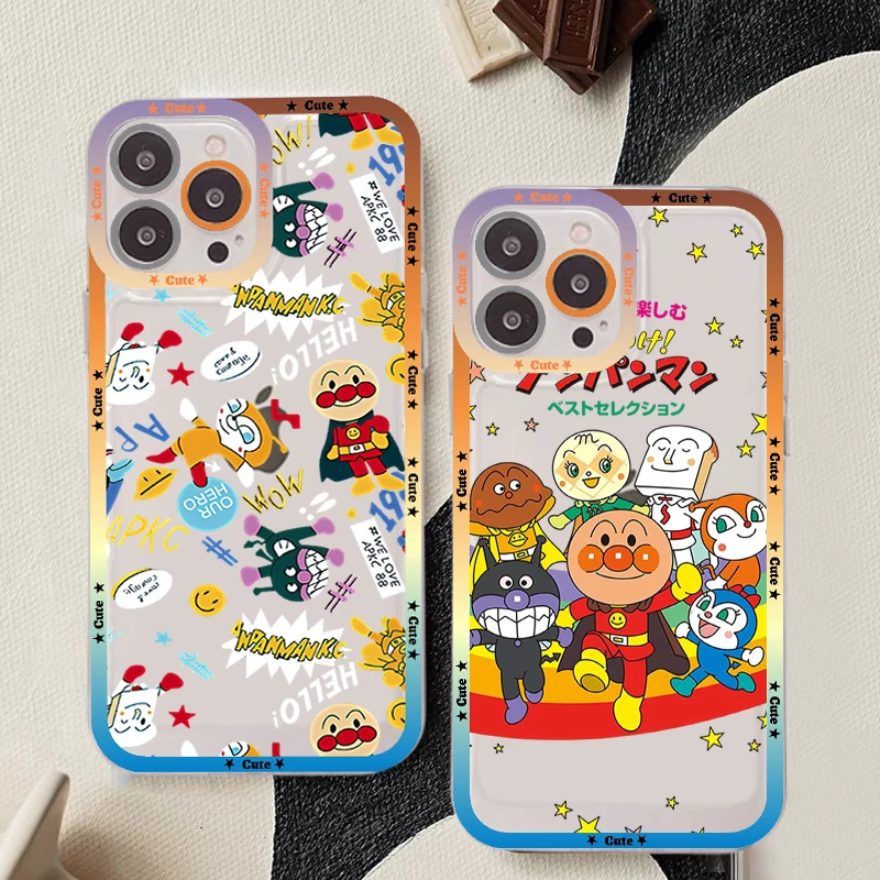 

Cartoon Cute Anpanman Baikinman Phone Case For iPhone 14 13 12 11 Pro Max Mini X Xs XR 6 7 8 Plus SE 2020 Transparent Case