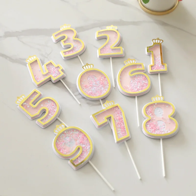 

New Sequins Digital Candle Birthday Number Cake Candle 0 1 2 3 4 5 6 7 8 9 Cake Topper Girls Boys Baby Party Supplies Decoration