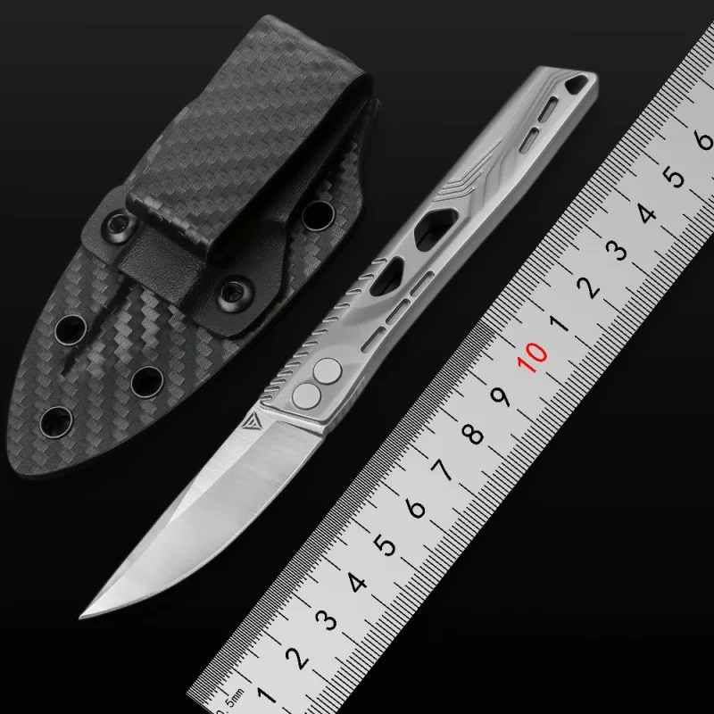 

Zone 9 Titanium Alloy Knife High Hardness m390 Powder Steel Small Straight Knife Portable Outdoor Survival Knife Car