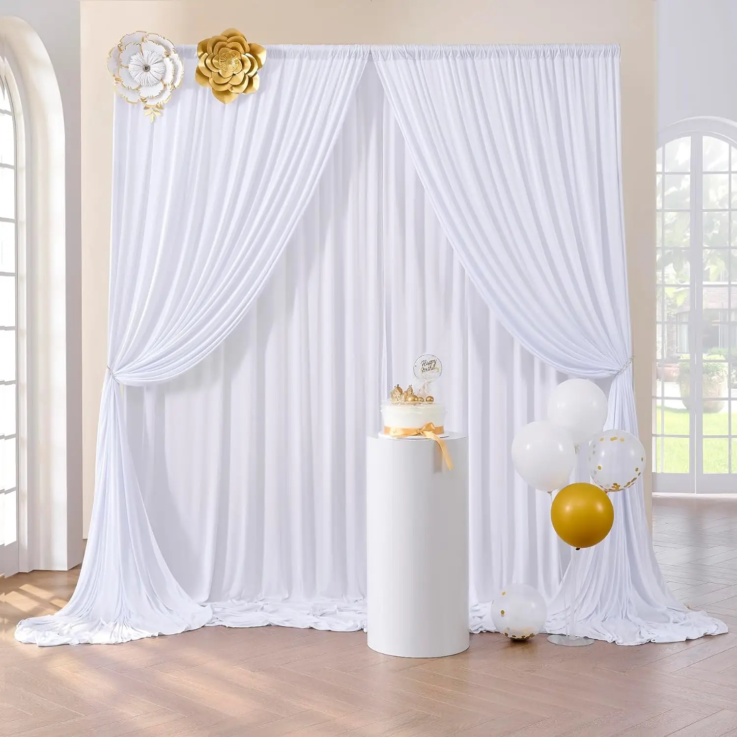 30 футов x 10 белый фон занавеска для свадебных вечеринок полиэстер фото занавески