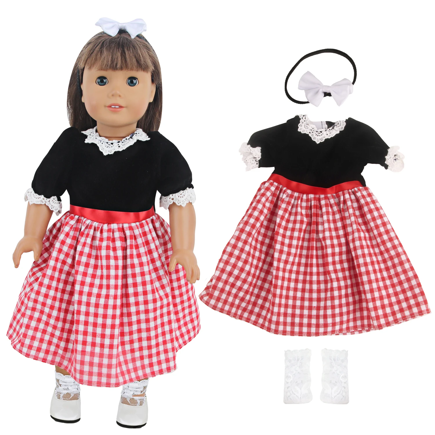 Милая Кружевная клетчатая юбка для американской куклы 18 дюймов комплект одежды