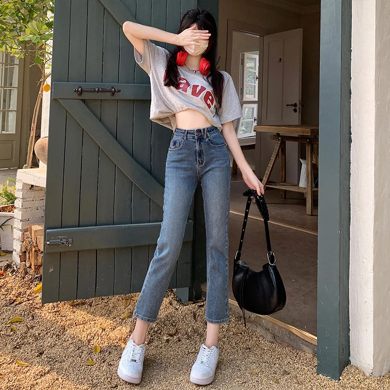

Women's Summer New Jeans Spring Vintage Blue High Waist Jeans Small Leggings Pencil Pants Small Women's Summer Cropped Pants