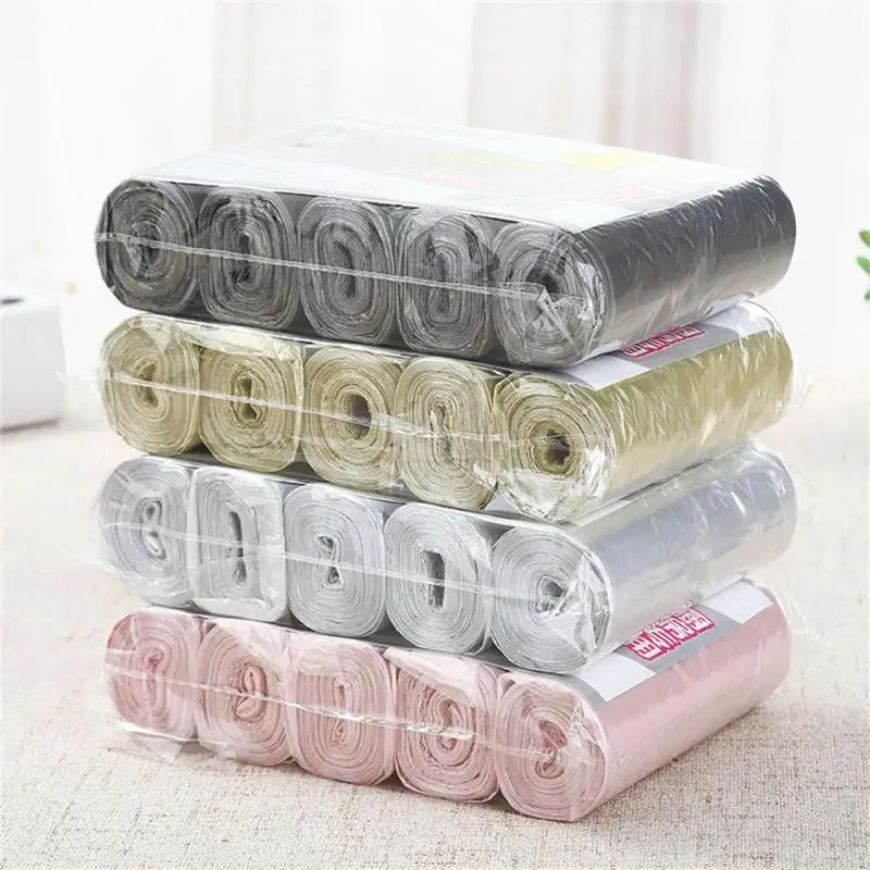 

5 Rolls Silver Steel Bag Thickened Point Break Garbage Bag Material Color Kitchen Bathroom Household Plastic Bag Medium Large