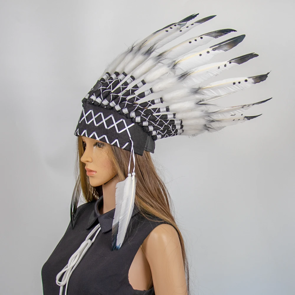 

Handmade 40cm/15.75inch Indian Feather Headdress Party Dress Up Accessories Stage Performance Cosplay Feather Decoration Props