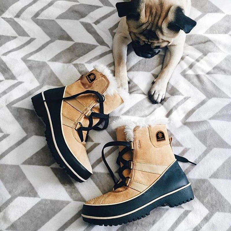 

Womens Snow Boots 2022 Winter Outdoor Waterproof Hiking Boots Women`s Shoes Ankle non-slip Boots with Warm Fur Free Shipping