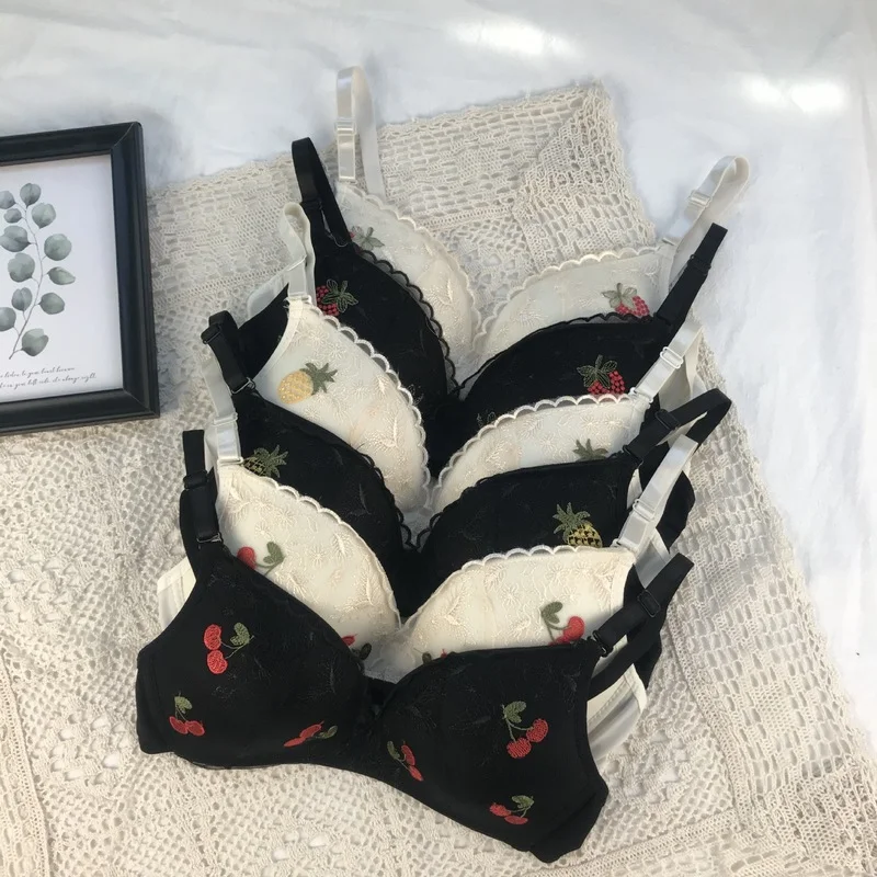 

Summer Girl Underwear Cotton Embroidered Fruit Lace Teenage Young Teen bras Girls Teenager Bra Small Breast Kids Lingerie
