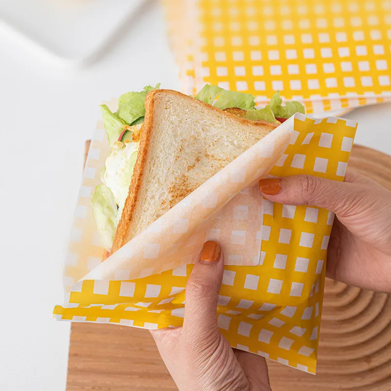 

50pcs Sandwich Wrapping Paper Folding-Free Oil-Proof Burgers Use Home Breakfast Baked Snacks For One-Time Packaging Decoration