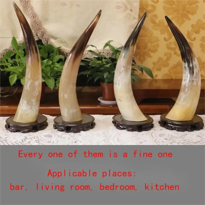 Natural Yak Horn Ornament Pure Handmade Home Art Office Bar Ornament Authentic Ox Horn