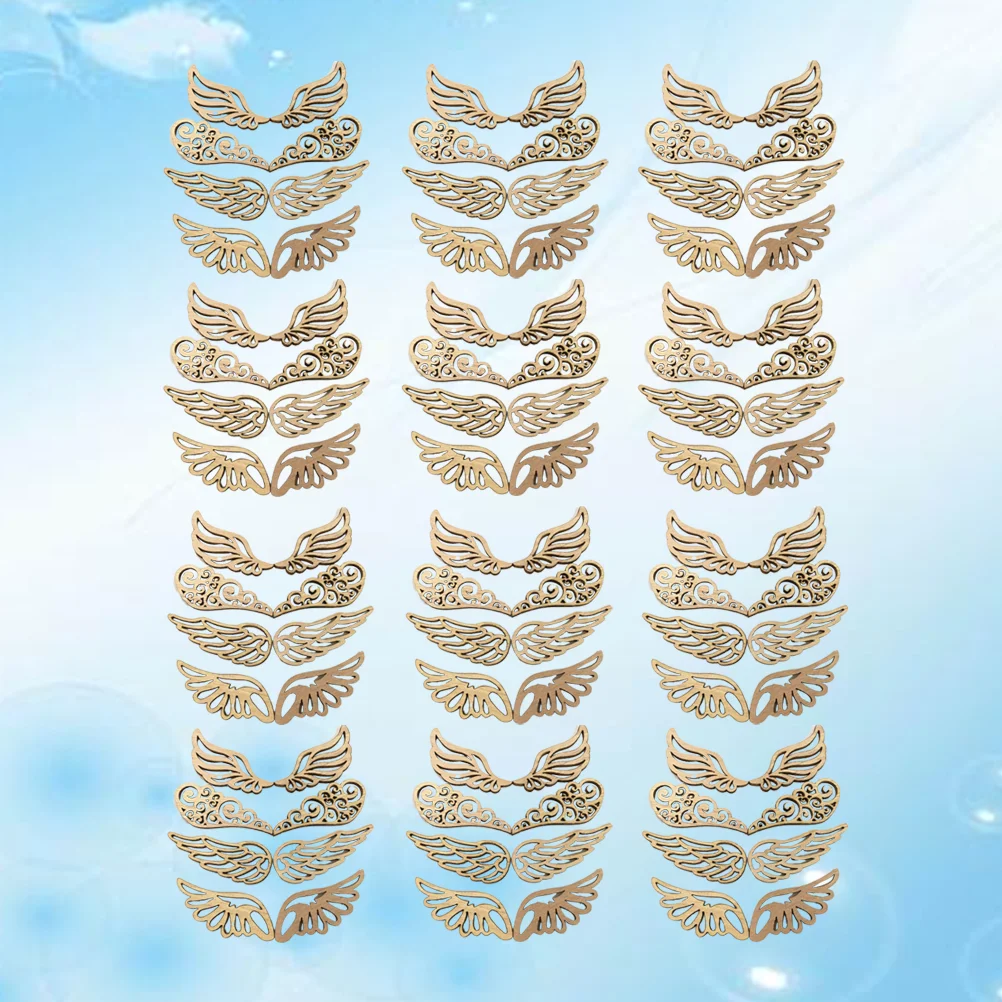 

80pcs Angel Wings Wooden Patches Adorable No Hole Wood Chips Creative DIY Accessories for Crafts