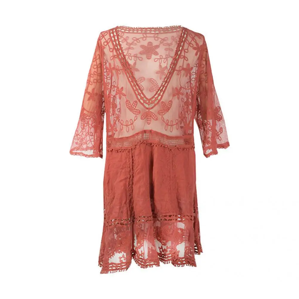 

Популярная женская накидка, пляжная одежда, сексуальная прозрачная накидка на купальник, однотонная женская туника-бикини для отпуска