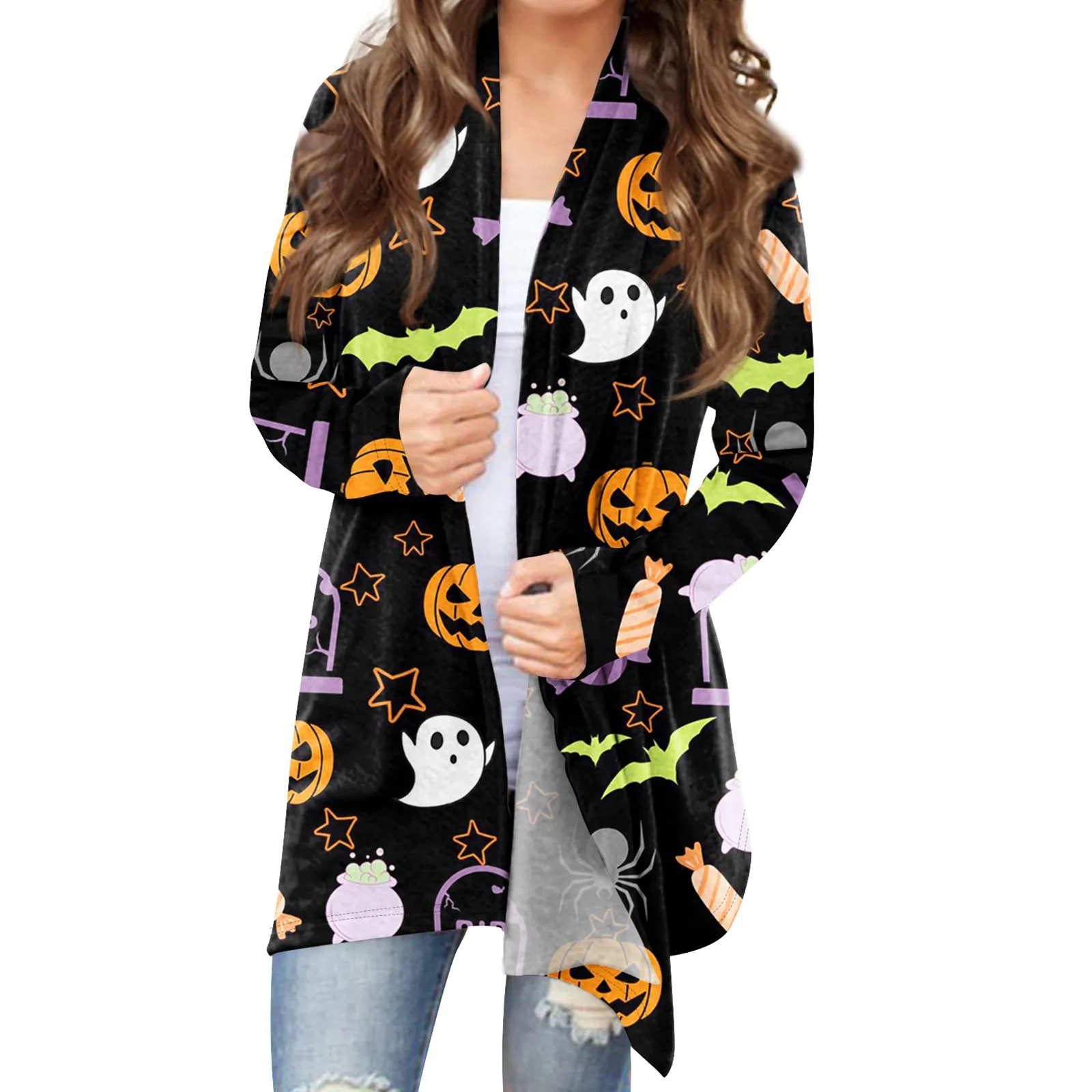 Женский Повседневный Кардиган средней длины модный топ с принтом Y2k 2024