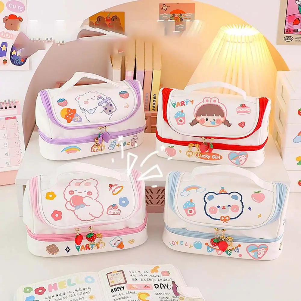 

Lovely Kawaii Students Large Capacity Pen Case Creative Girls Boys PVC Pencil Case Portable Sweet Cartoon Pencil Bag