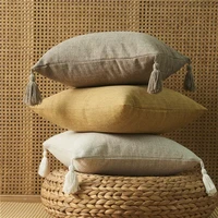 linen pilllow cover with tassels soft cushion cover for living room pillowcase 4545 decorative pillows nordic home decor