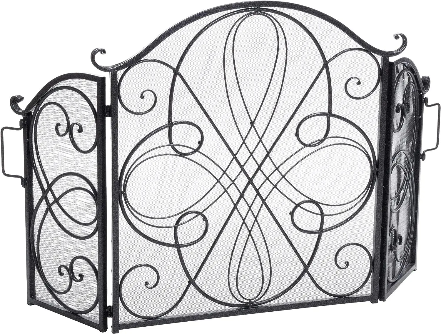 

Fireplace Screen, Silver Flower On Black