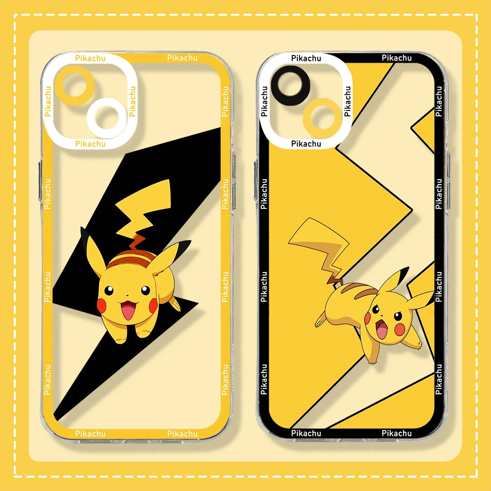 

Anime Pokémons Pikachus Transparent Phone Case For iPhone 14 13 12 Mini 11 Pro Max X XR XS 7 8 SE 2020 Plus Soft Silicone Cover