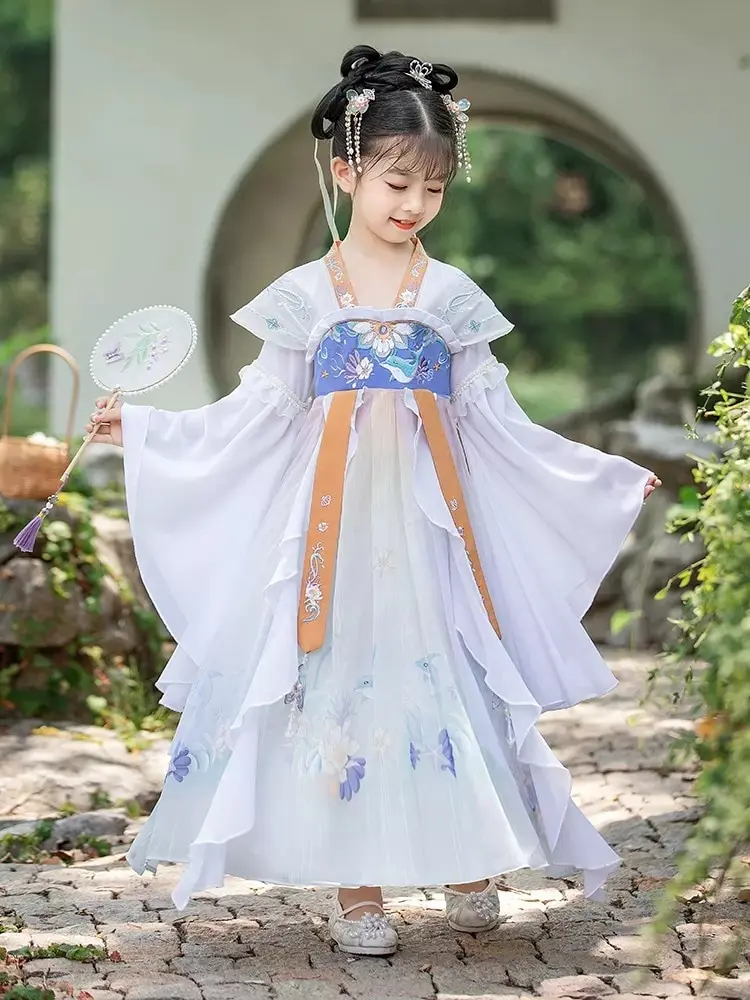 

Han Fu Girls Super Fairy Dress Large Sleeve Tang Suit Children Festival Ancient Costume Princess