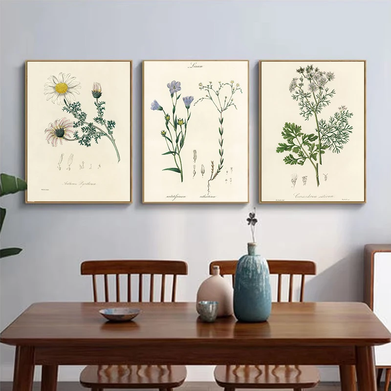 Винтажный ботанический папоротник эстетический цветок растения ретро постер