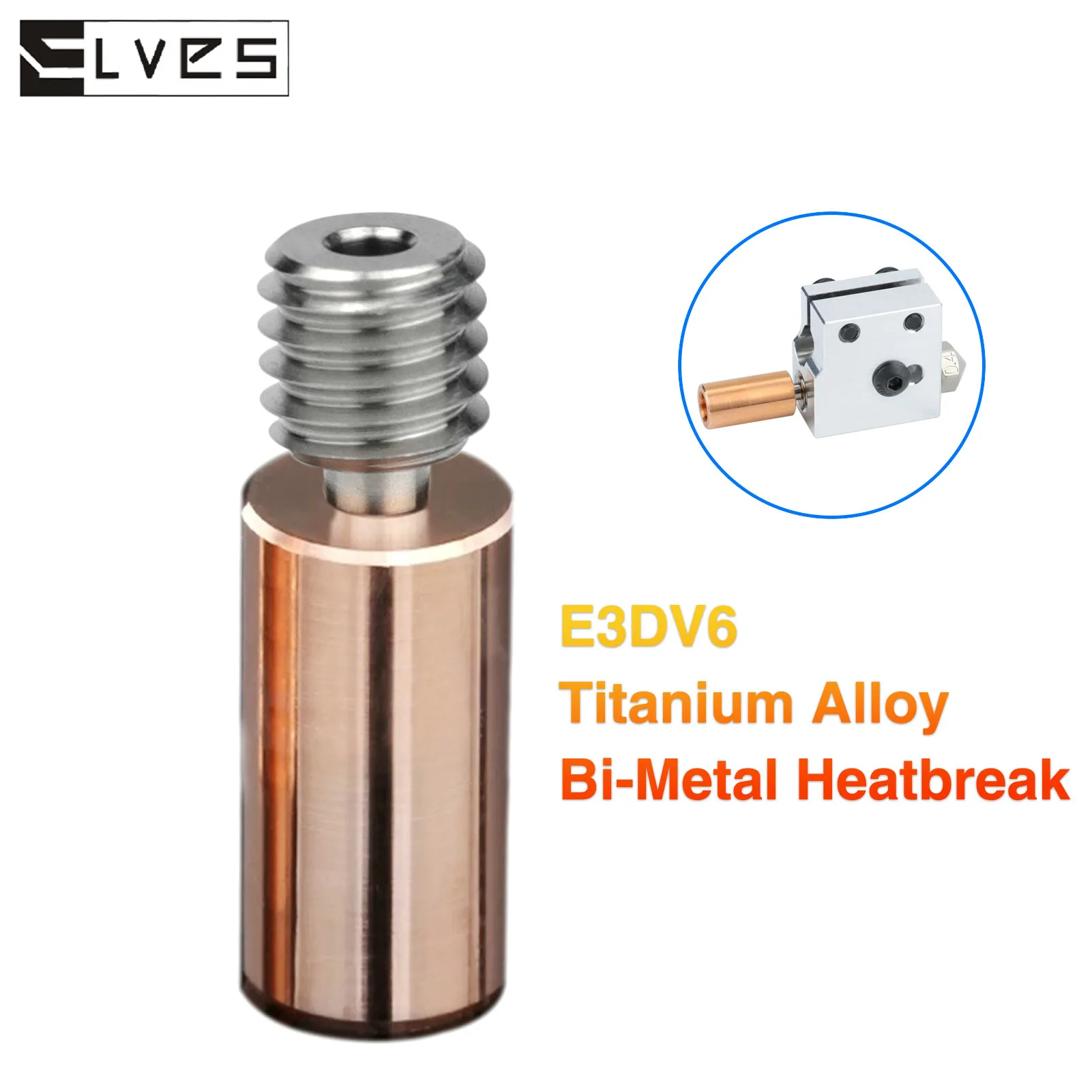 ELVES V6 титановый сплав Bi-Metal Heatbreak для I3 MK3 Hotend нагревательный блок Throat Artillery Sidewinder X1