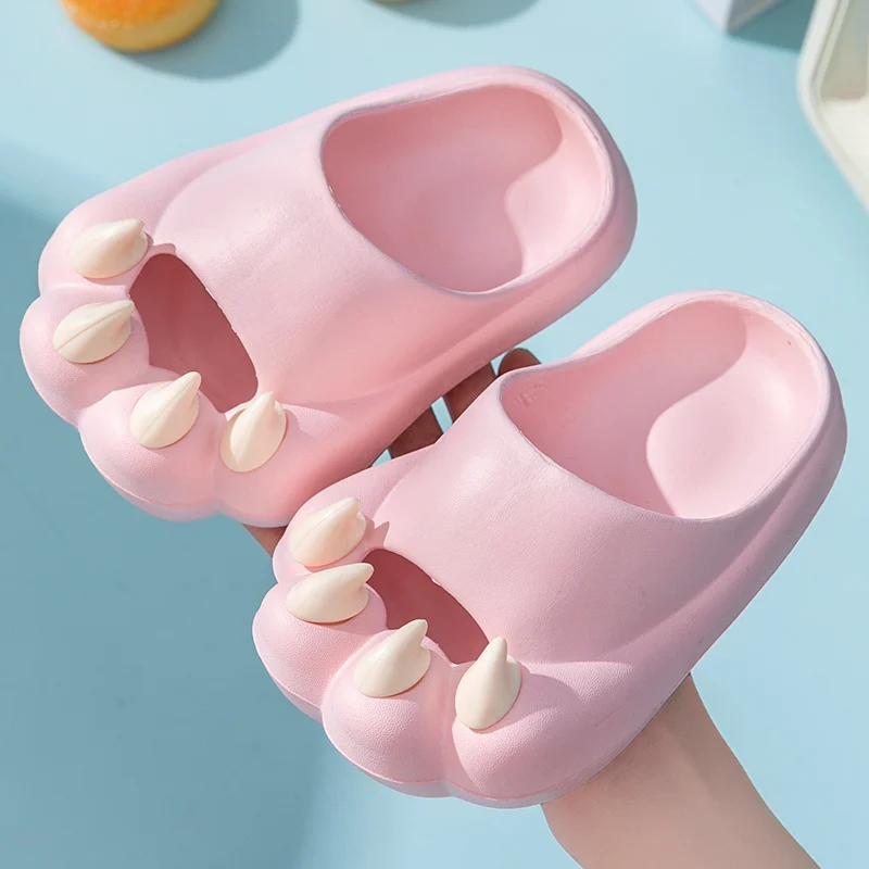 Summer Cute Cat Claw Platform Lightweight Women Slippers Soft Comfortable Children Slippers EVA Non-slip Women's Home Slippers