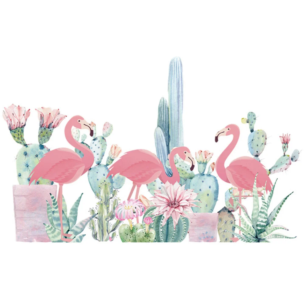

Television Room Decal Flamingo Wall Sticker Pvc Decals Background Stickers Plants Decor